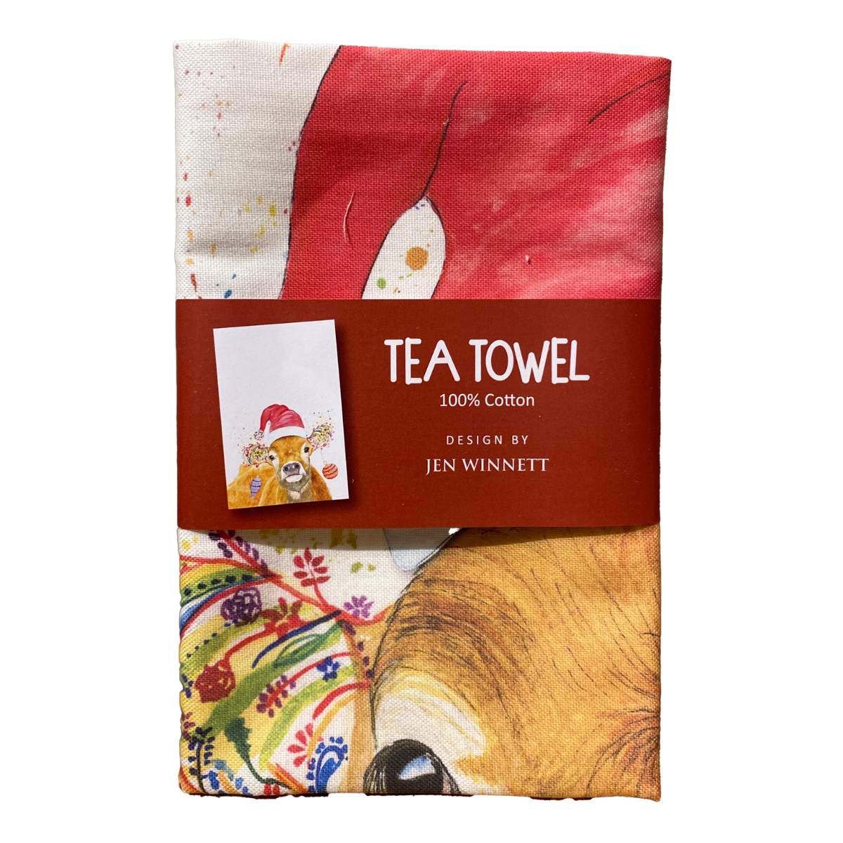 Jersey Cow Tea Towel – Christmas Edition