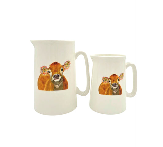 Floral Cow Half Pint Jug