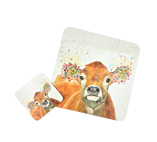 Floral Cow Coaster