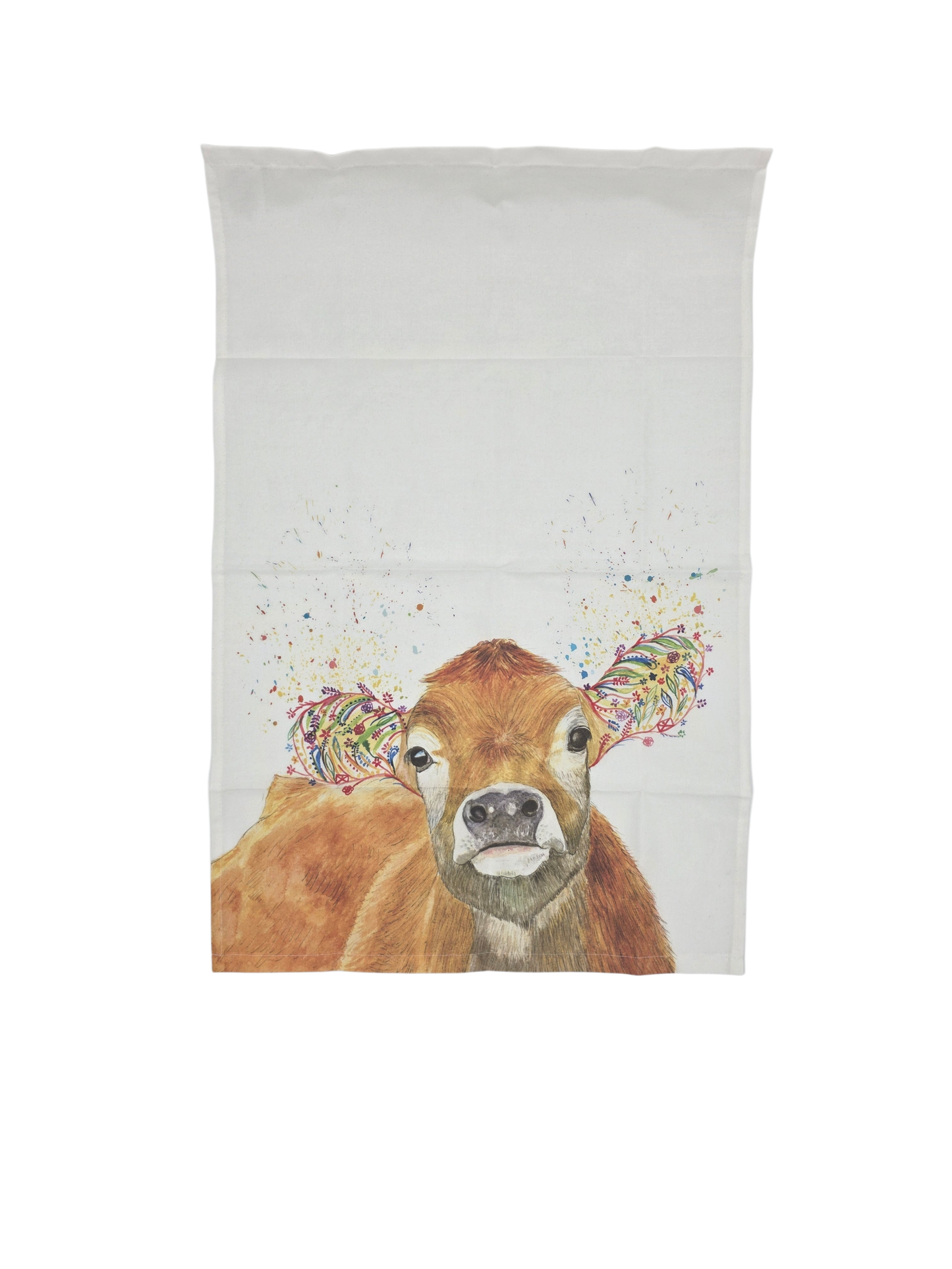 Jersey Floral Cow Tea Towel