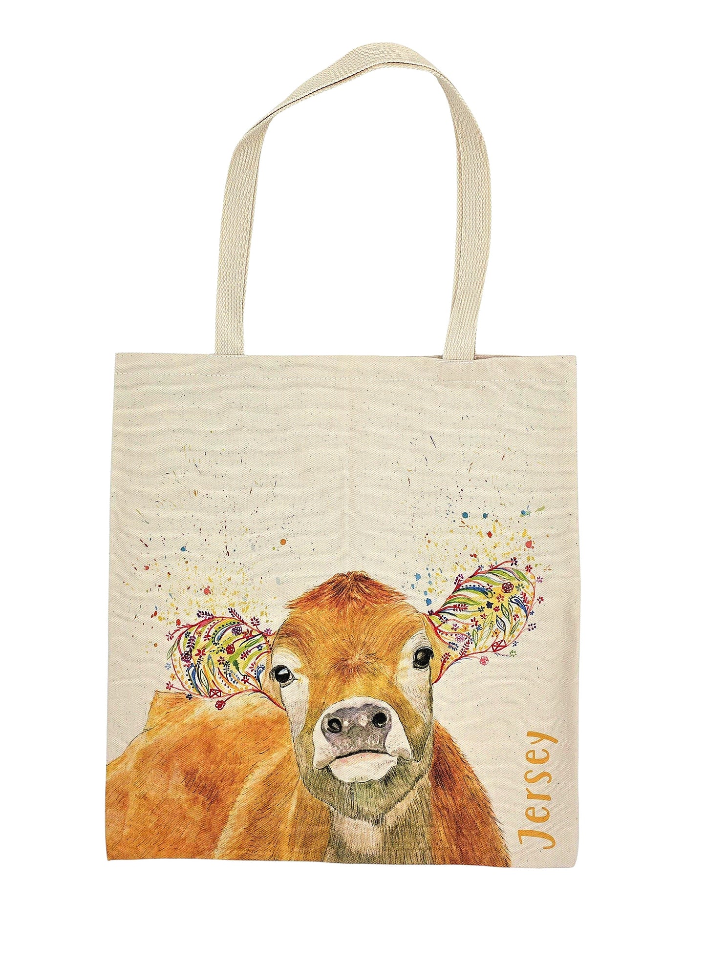 Canvas tote bag Floral Cow