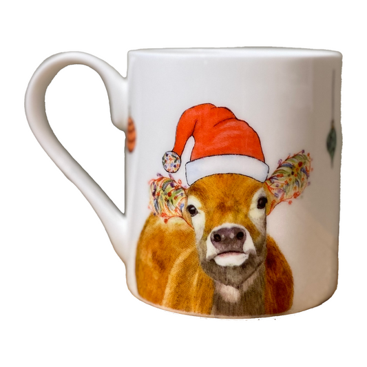 Jersey Cow Bone China Mug – Christmas Edition