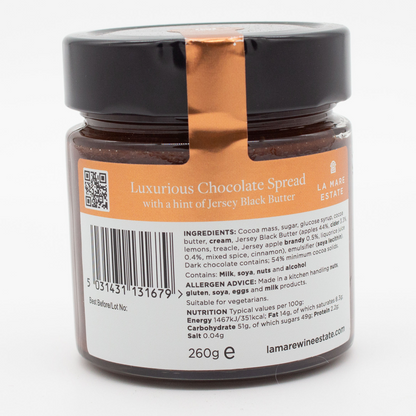 Luxurious Chocolate Spread with a hint of Jersey Black Butter