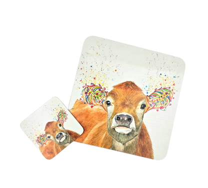 Floral Cow Coaster