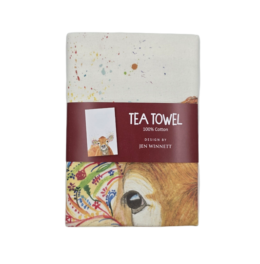 Jersey Floral Cow Tea Towel