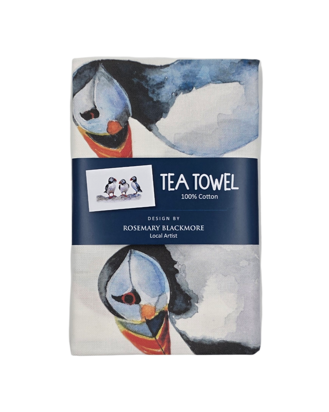 Jersey Puffin Tea Towel Rosemary Blackmore Design
