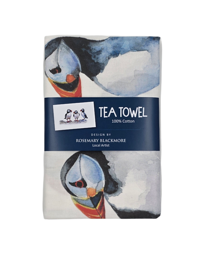 Jersey Puffin Tea Towel Rosemary Blackmore Design