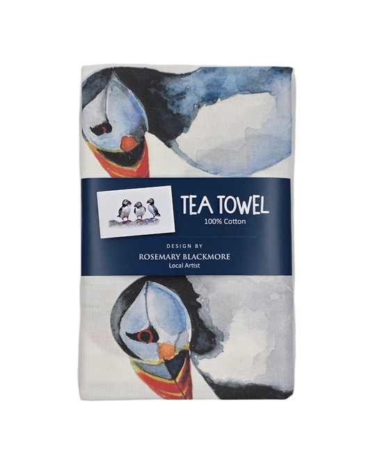 Jersey Puffin Tea Towel Rosemary Blackmore Design