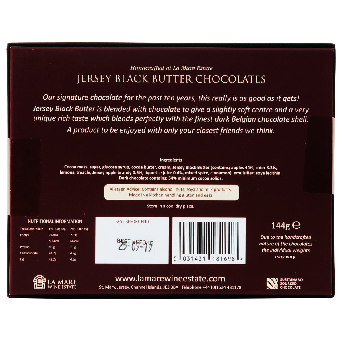 Jersey Black Butter Dark Chocolates Maison de Jersey